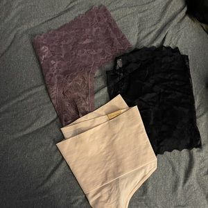 NEW Victoria Secret High Waist Floral Lace and Seamless Shape Thong Lot of 3